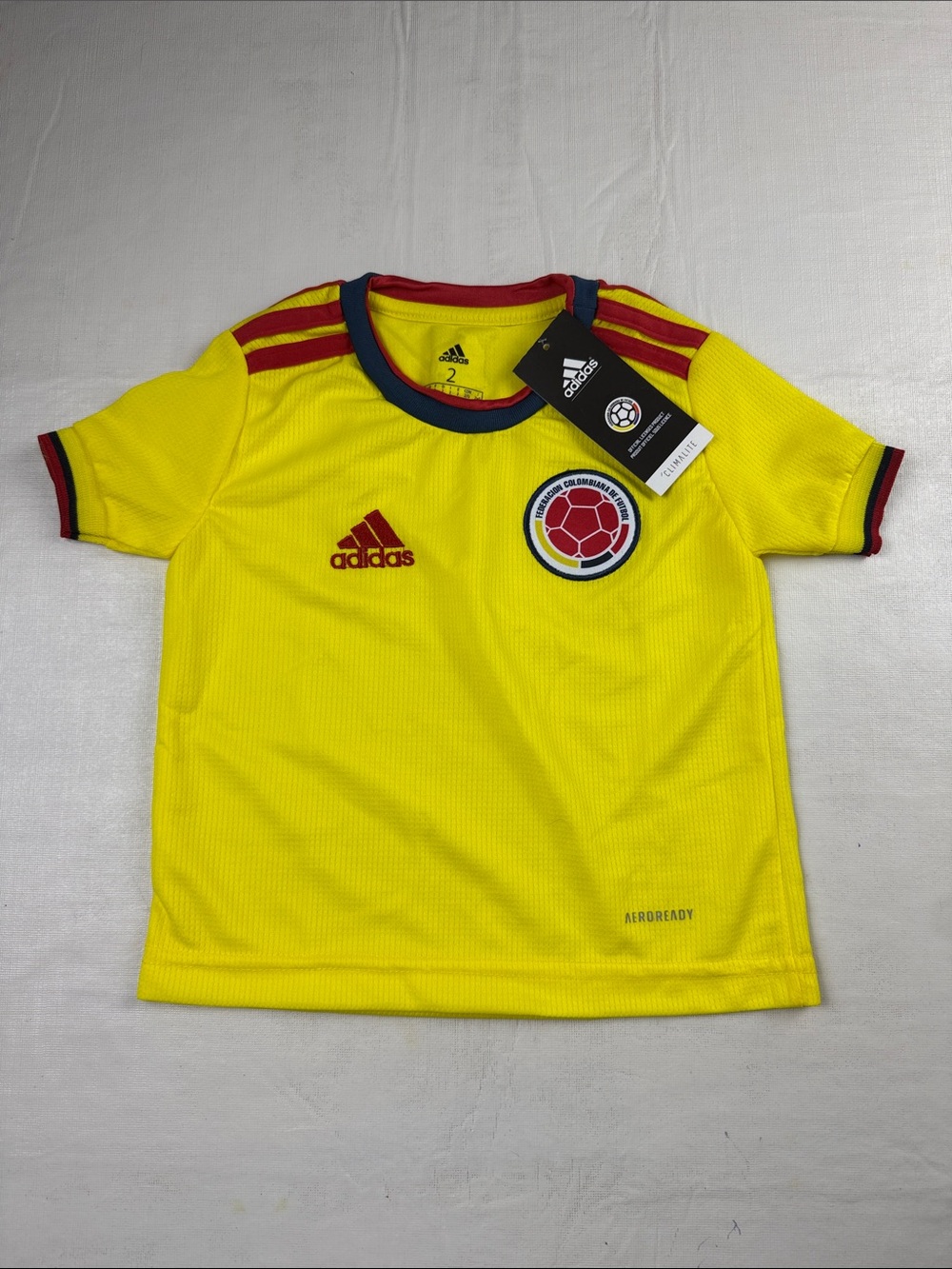 adidas Kids Yellow Red Blue Colombian  National Team Jersey Size 2T NWT